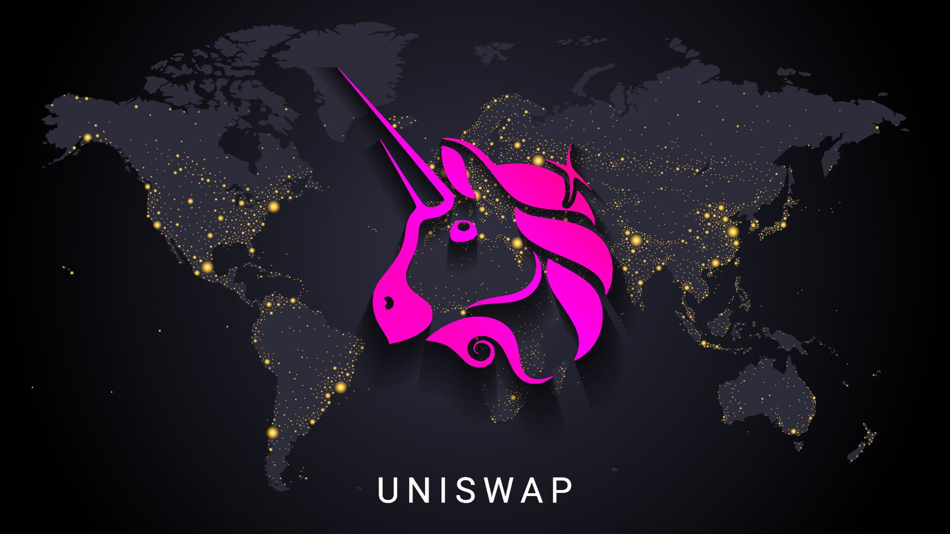 simbolo da uniswap em mapa mundial